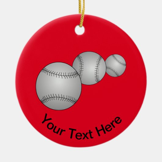 Drie honkballen keramisch ornament (Voorkant)