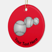 Drie honkballen keramisch ornament (Links)