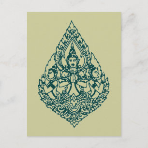 DRIE HOOFDBUDDHA PRAYLAO, THAI EN CAMBODIA BRIEFKAART