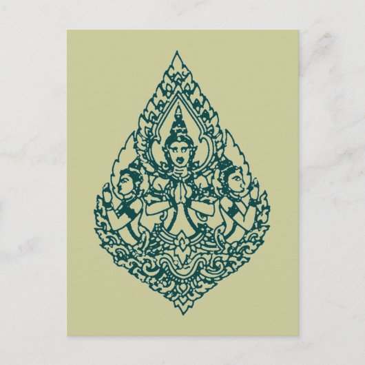 DRIE HOOFDBUDDHA PRAYLAO, THAI EN CAMBODIA BRIEFKAART (Voorkant)