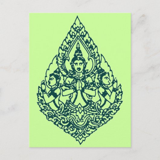 DRIE HOOFDBUDDHA-PRAYLAO, THAI EN CAMBODIA BRIEFKAART (Voorkant)