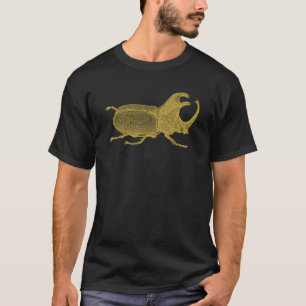 drie hoornneushoornkever gouden insect t-shirt