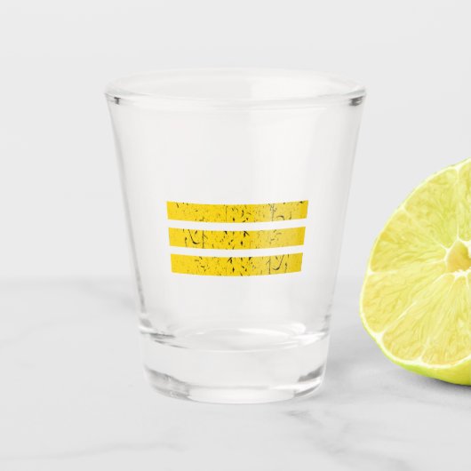 Drie horizontale strepen | Yin-Yang-symbool Shot Glas (Voorkant)