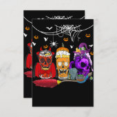 Drie horrorglazen van bier Halloween schedel kostu Kaart (Voorkant / Achterkant)