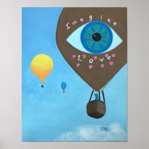 Drie Hot Air-luchtballonnen Beeld van de Liefde-Po Poster