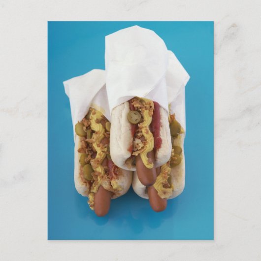 Drie hotdogs in bundels briefkaart (Voorkant)