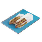 Drie hotdogs in bundels notitieboek (Linkerzijde)