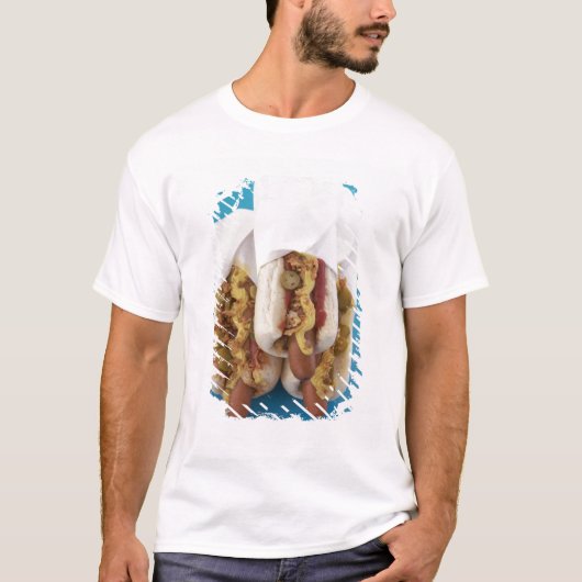 Drie hotdogs in bundels t-shirt (Voorkant)