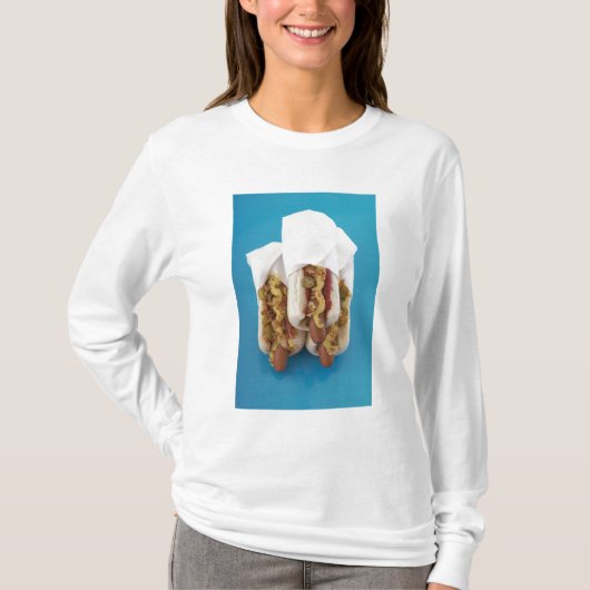 Drie hotdogs in bundels t-shirt (Voorkant)