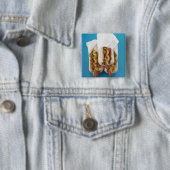 Drie hotdogs in bundels vierkante button 5,1 cm (In situ)