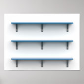 Drie houten rekken aan de wand poster (Voorkant)