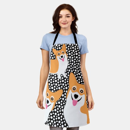 Drie Hungry Corgis Funny Schort (Gedragen)