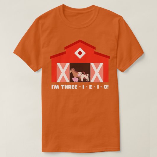 Drie I E I O Boerderij Party T-shirt (Design voorkant)