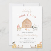 Drie-I-E-I-O Boerderijdieren 3e Verjaardag Beige S Kaart (Voorkant)