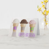 Drie Ice Cream Cones Verjaardag Kaart (Gele Bloem)