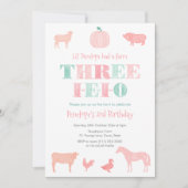 DRIE-IEIO roze pompoen 3e verjaardagsfeestje Kaart (Voorkant)