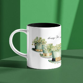 Drie Ierse St Patrick's Day Leprechaun Petten Tweekleurige Koffiemok