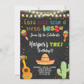 Drie-iesta fista meisjes verjaardagsuitnodiging. kaart (Voorkant)