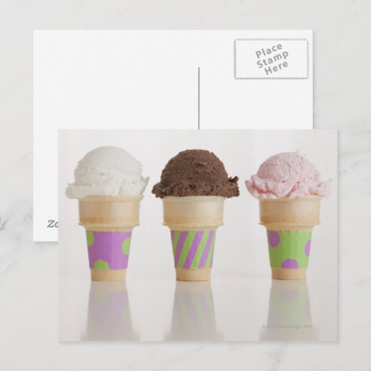 Drie ijskegels briefkaart (Voorkant / Achterkant)