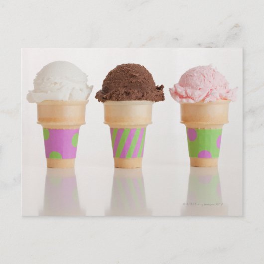Drie ijskegels briefkaart (Voorkant)