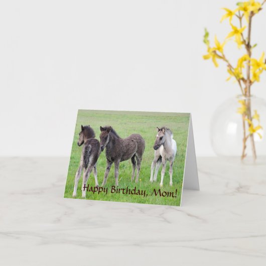 Drie IJslandse veulen. Kaart (Gele Bloem)