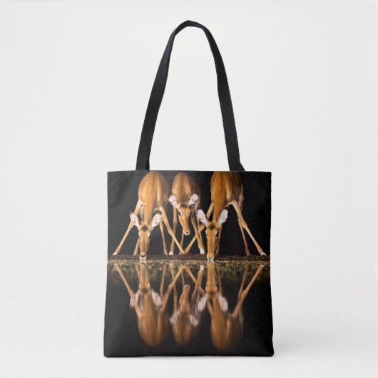 Drie impala's drink 's nachts samen tote bag (Voorkant)