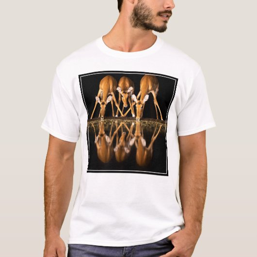 Drie impala's drinken 's nachts samen t-shirt (Voorkant)