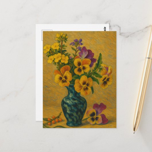 Drie-in-een-dag-viola Postkaart (Voorkant / Achterkant in situ)