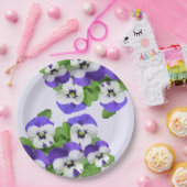 Drie-in-een-viooltje Lila Paarse Feest Event Bloem Papieren Bordje (Feest)