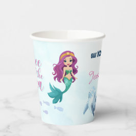 Drie in het Zee Blue Mermaid Girls 3e verjaardag Papieren Bekers
