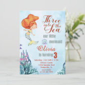 Drie in het Zee Oranje zeemeermin 3e verjaardag Kaart (Staand voorkant)