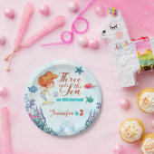 Drie in het Zee Zeemeermin Meisjes 3e Verjaardag Papieren Bordje (Feest)