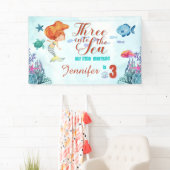 Drie in het Zee Zeemeermin Meisjes 3e Verjaardag Spandoek (Insitu)