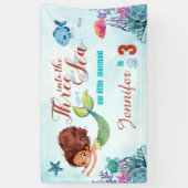 Drie in het Zee Zeemeermin Meisjes 3e Verjaardag Spandoek (Verticaal)