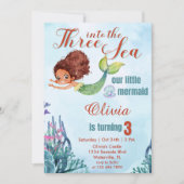 Drie in het Zee Zeemeermin Thema 3e verjaardag Kaart (Voorkant)