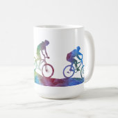 Drie in kleur gewassen mountainbikers koffiemok (Voorkant rechts)