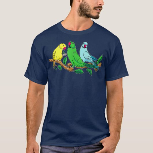 Drie Indische ringnek Parrots Ringnecked Parrot T-shirt (Voorkant)