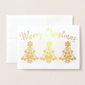 Drie ingewikkelde kerstboomoverzichten Aangepast Folie Kaarten (Voorkant met envelop)