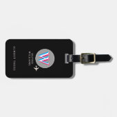 Drie Initiaal Lagen W (bewerkbaar) zwart Bagagelabel (Voorkant horizontaal)