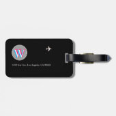 Drie Initiaal Lagen W (bewerkbaar) zwart Bagagelabel (Achterkant horizontaal)