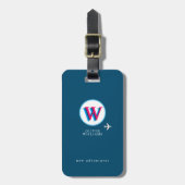 Drie Initiaal van Lagen W (editable) Blauw Bagagelabel (Voorkant verticaal)