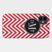 Drie Initialen Monogram Red Chevron Pattern Case-Mate iPhone Case (Achterkant (horizontaal))