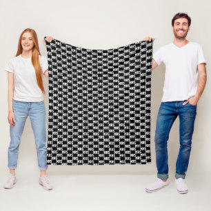 Drie Initialen patroon op zwart Fleece Deken