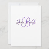 Drie Initialen Weddenschap Uitnodiging Paars Mauve (Achterkant)