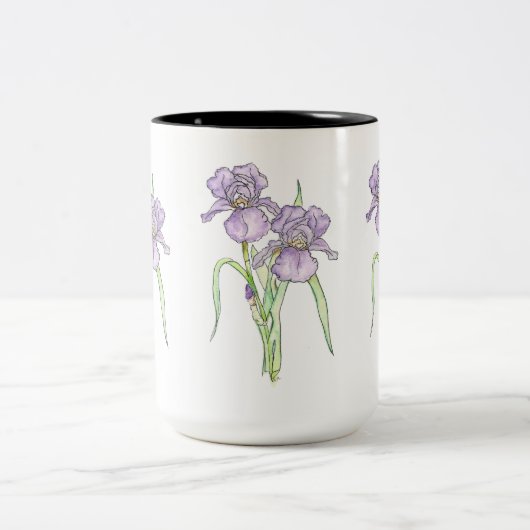 Drie Iris Bloemen Tweekleurige Koffiemok (Center)