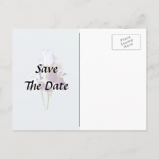 Drie Irissen in Schakeringen van Magenta Aankondigingskaart (Achterkant)