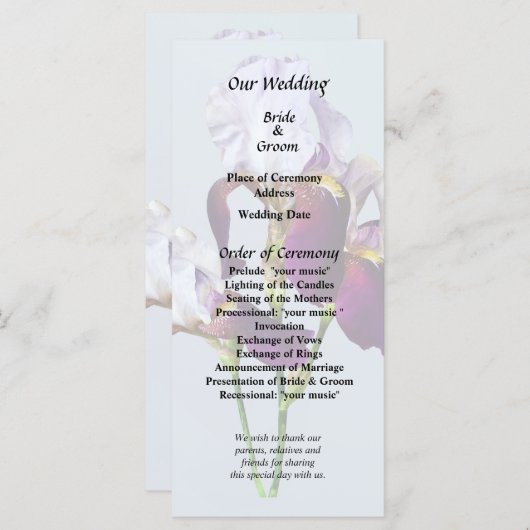 Drie Irissen in Schakeringen van Magenta Programmakaart (Voorkant / Achterkant)