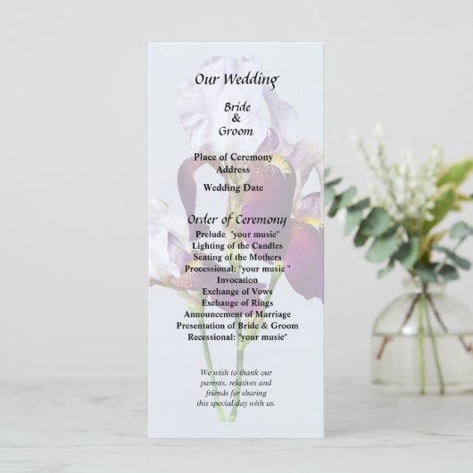 Drie Irissen in Schakeringen van Magenta Programmakaart (Staand voorkant)