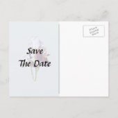 Drie irissen in tinten magenta aankondigingskaart (Achterkant)