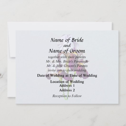 Drie irissen in tinten magenta kaart (Voorkant)